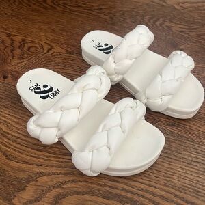 Braided, faux, leather sandals